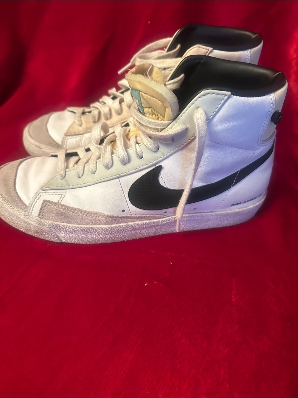 Nike Blazers High-Top Sneakers White with Black Swoosh - Picture 1 of 7